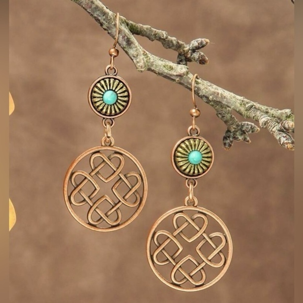 Infinity Hearts Turquoise Earrings